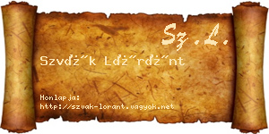 Szvák Lóránt névjegykártya